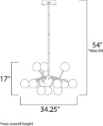 Foto para 2.4W Satellite LED Pendant PC Clear Frosted Acrylic + Gl PCB LED 34.25"x34.25"x17" (OA HT 24.5"-54")