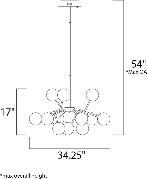 Foto para 2.4W Satellite LED Pendant PC Clear Frosted Acrylic + Gl PCB LED 34.25"x34.25"x17" (OA HT 24.5"-54")