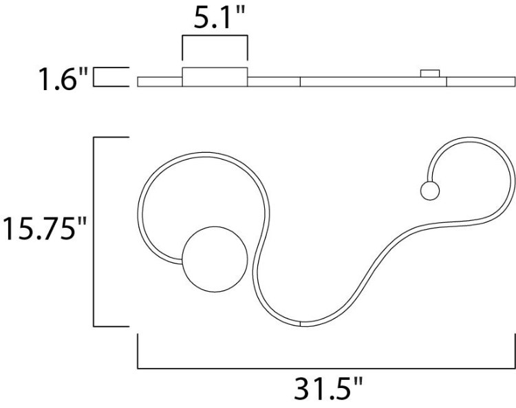 Foto para 13W Serpent LED Wall Sconce WT Acrylic PCB LED