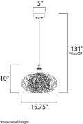 Foto para Bali 1-Light Chandelier Hemp String MB Incandescent Incandescent 15.75"x15.75"x10" (OA HT 131") (CAN 5"x5"x1.25")