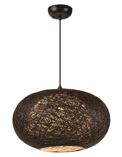 Foto para Bali 1-Light Chandelier Hemp String MB Incandescent Incandescent 15"x15"x13" (OA HT 134") (CAN 5"x5"x1.25")