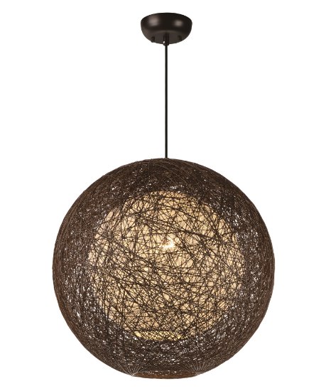 Foto para Bali 1-Light Chandelier Hemp String MB Incandescent Incandescent 19"x19"x19" (OA HT 140") (CAN 5"x5"x1.25")