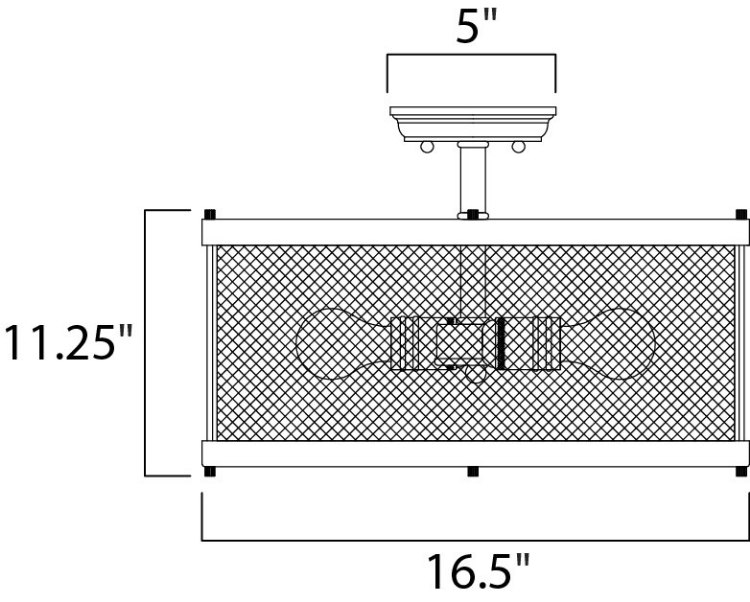Picture of Palladium 3-Light Flush Mount w/Bulbs BKNAB Steel Mesh MB ST64 Incandescent Incandescent (CAN 5"x5"x1.25")