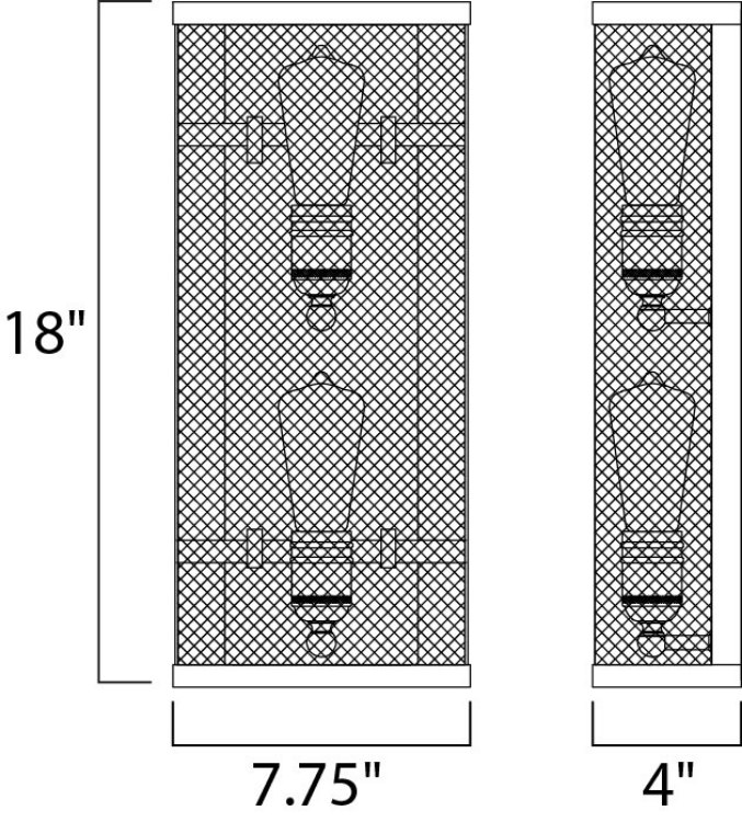 Picture of Palladium 2-Light Wall Sconce w/Bulbs BKNAB Steel Mesh MB ST64 Incandescent Incandescent