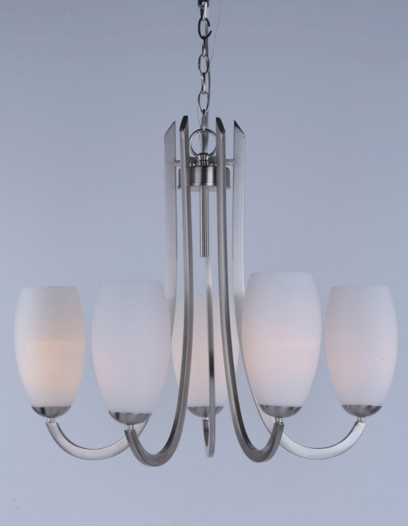 Foto para Taylor 5-Light Chandelier SN Satin White Opal Glass MB Incandescent Incandescent (CAN 2.54"x2.54"x1")36" Chain
