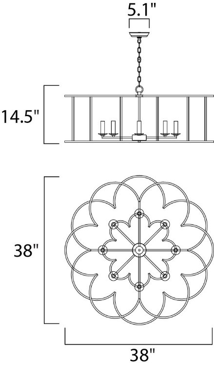 Foto para Helix 8-Light Chandelier BZF CA Incandescent Incandescent 36" Chain