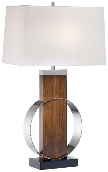 Picture of 100w SW 1 Light Table Lamp Dip-Dyed Brushed Painting+polished Nickel White Linen