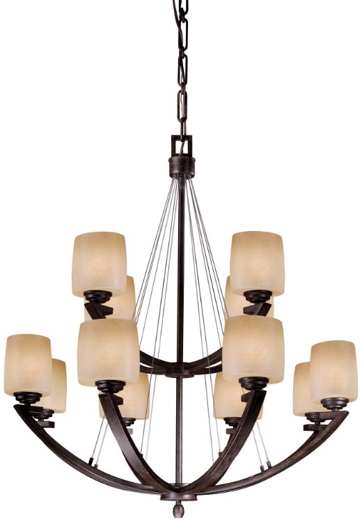 Foto para 100w SW 12 Light Chandelier Iron Oxide Venetian Scavo Glass