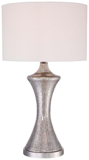 Foto para 100w SW 1 Light Table Lamp Polished Nickel Pure White Linen
