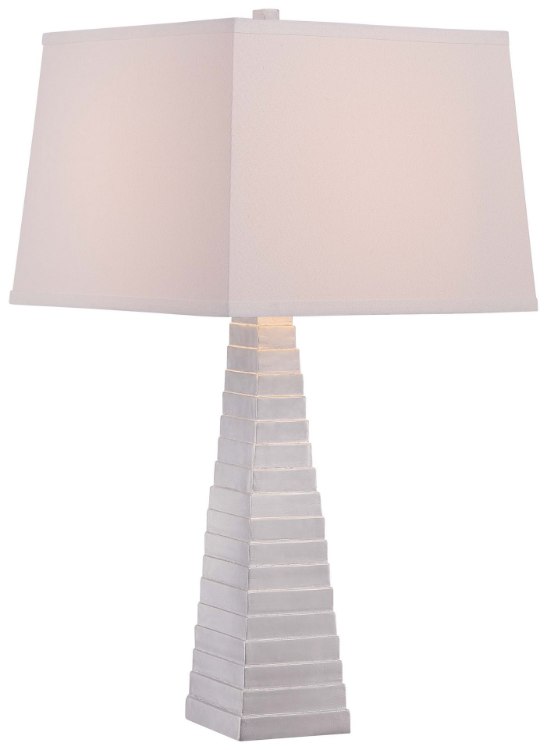 Foto para 113w SW 1 Light Table Lamp Silver Leaf White Linen
