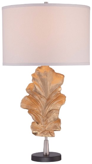 Foto para 113w SW 1 Light Table Lamp Gold Leaf White Suede