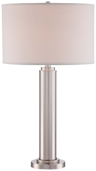 Foto para 113w SW 1 Light Table Lamp Polished Nickel White Linen