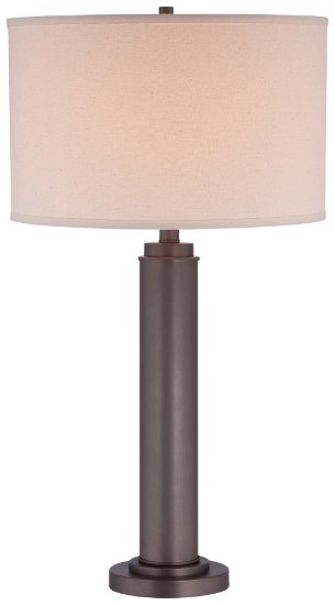 Foto para 113w SW 1 Light Table Lamp Copper Bronze Patina Cream Linen Shade
