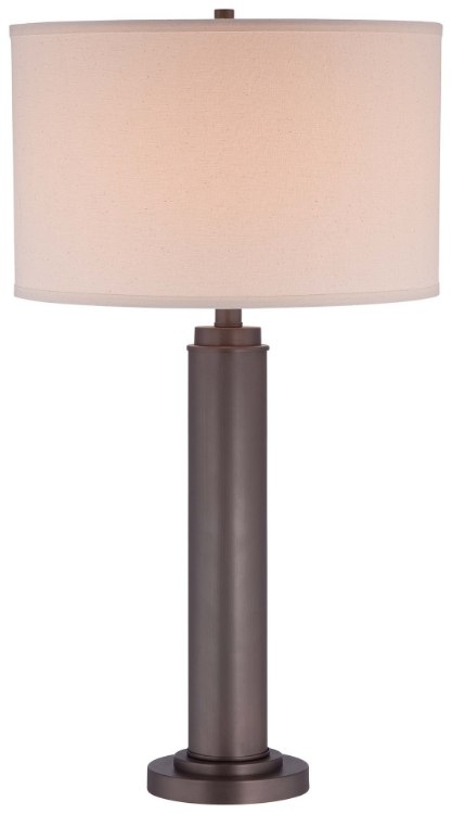 Foto para 113w SW 1 Light Table Lamp Copper Bronze Patina Cream Linen Shade
