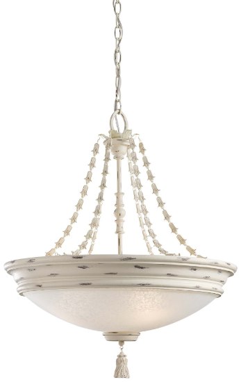 Picture of 100w SW 4 Light Bowl Pendant Provencal Blanc White Patina