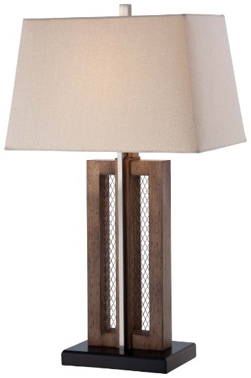 Foto para 100w SW 1 Light Table Lamp Bark Brown Beige Linen