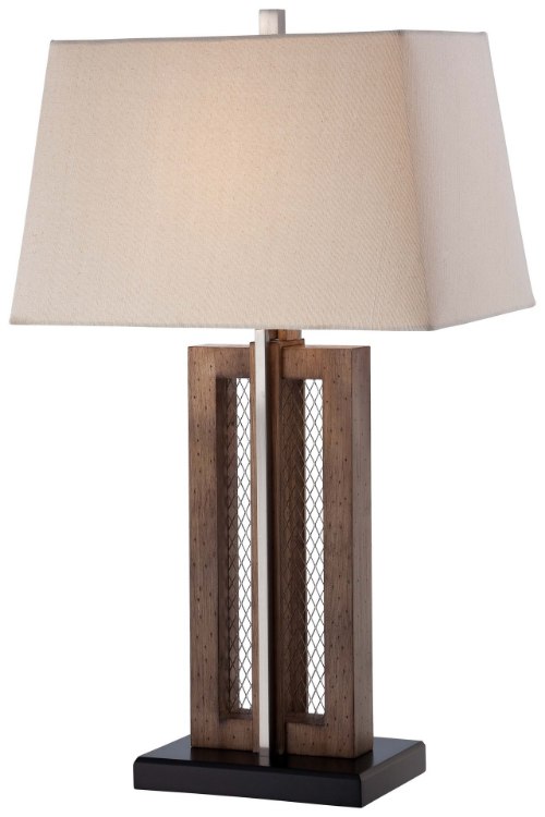 Foto para 100w SW 1 Light Table Lamp Bark Brown Beige Linen