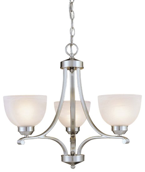 Foto para 100w SW 3 Light Mini Chandelier Brushed Nickel Etched Marble