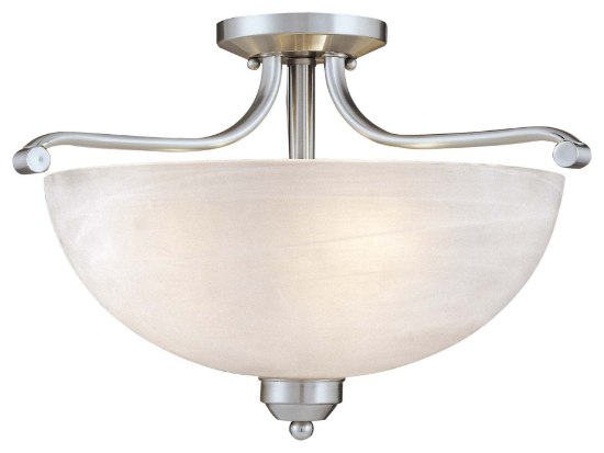 Foto para 13w SW 3 Light Semi Flush Mount Brushed Nickel Etched Marble