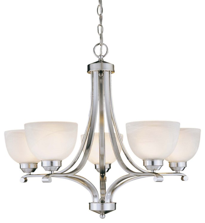 Foto para 100w SW 5 Light Chandelier Brushed Nickel Etched Marble