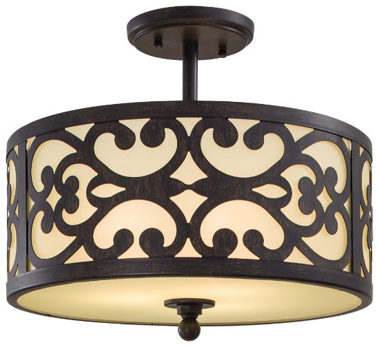 Foto para 60w SW 3 Light Semi Flush Mount Iron Oxide Etched Vanilla