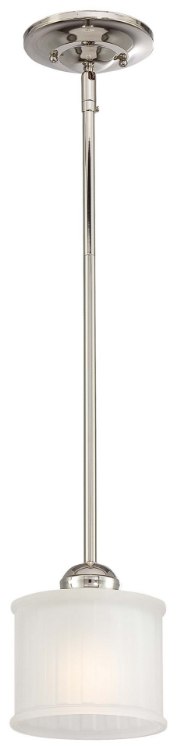 Foto para 100w SW 1 Light Mini Pendant Polished Nickel Etched Box-Pleat