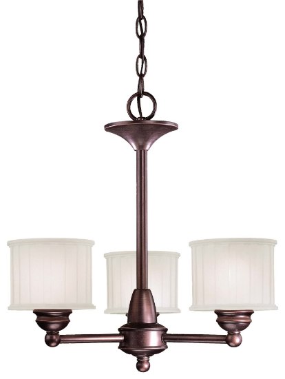 Picture of 100w SW 3 Light Mini Chandelier Lathan Bronze Etched Box-Pleat