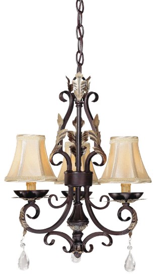 Picture of 40w SW 3 Light Mini Chandelier Castlewood Walnutt W/ Silver Highlights