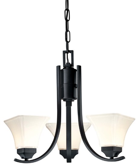 Foto para 100w SW 3 Light Chandelier Black Lamina Blanca