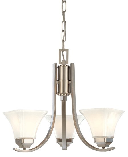 Foto para 100w SW 3 Light Mini Chandelier Brushed Nickel Lamina Blanca