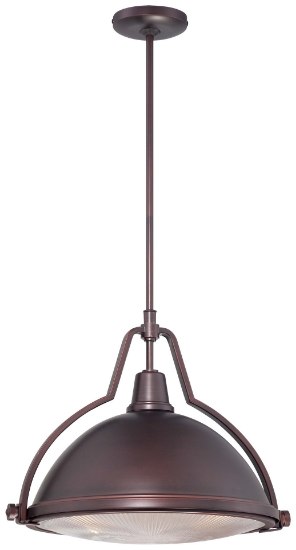 Foto para 150w SW 1 Light Pendant Brushed Bronze Clear Ribbed