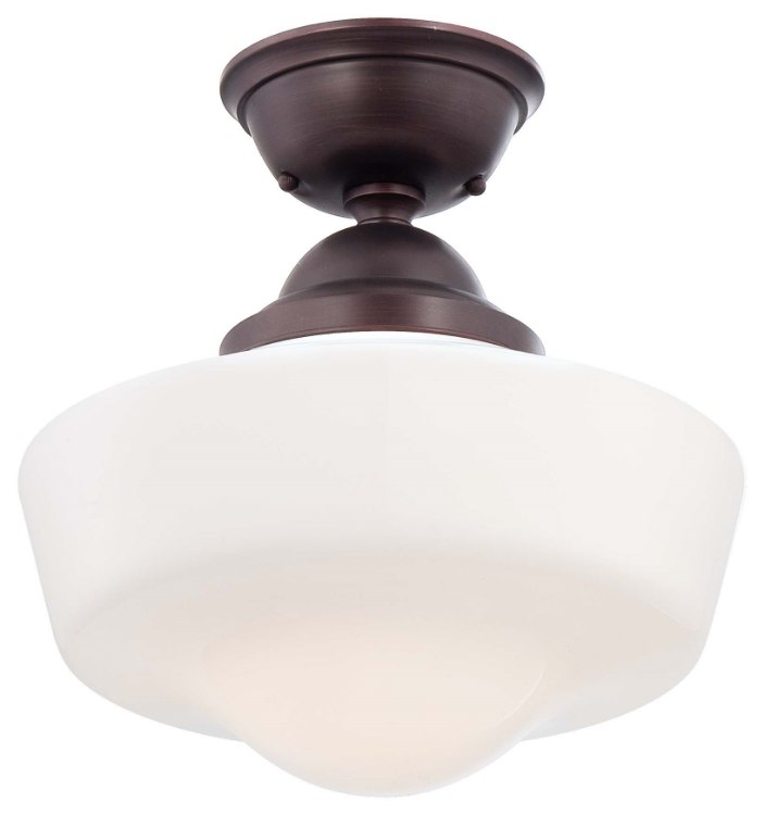 Foto para 150w SW 1 Light Semi Flush Mount Brushed Bronze Opal