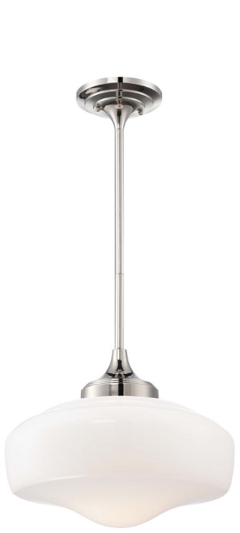Foto para 150w SW 1 Light Pendant Polished Nickel Opal
