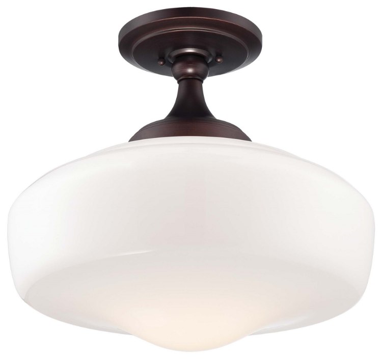 Foto para 150w SW 1 Light Semi Flush Mount Brushed Bronze Opal