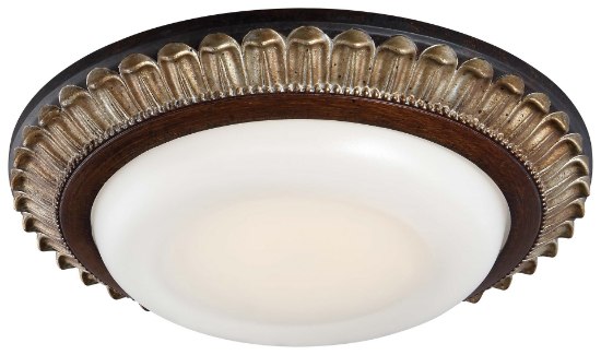 Foto para 15w WW Led Flush Mount Belcaro Walnut Etched White Glass