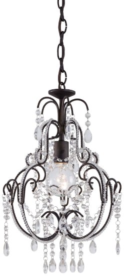 Picture of 60w SW 1 Light Mini Chandelier Taylor Bronze Fluted Piastra Glass