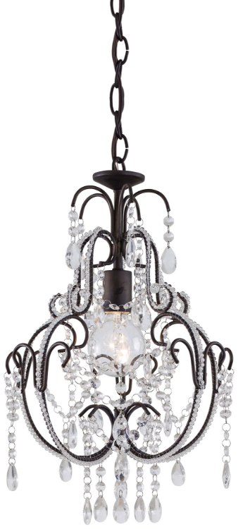 Foto para 60w SW 1 Light Mini Chandelier Taylor Bronze Fluted Piastra Glass