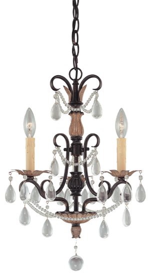 Picture of 60w SW 3 Light Mini Chandelier Distressed Bronze