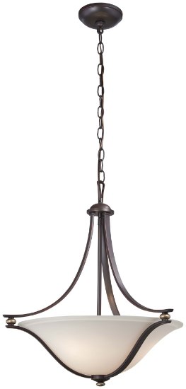 Foto para 100w SW 3 Light Pendant Lathan Bronze With Gold Highli Etched White