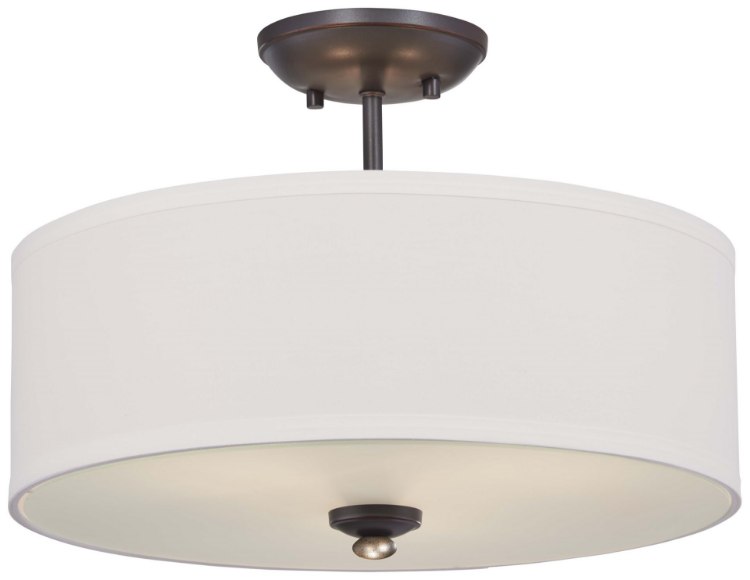 Foto para 100w SW 3 Light Semi Flush Mount Lathan Bronze White