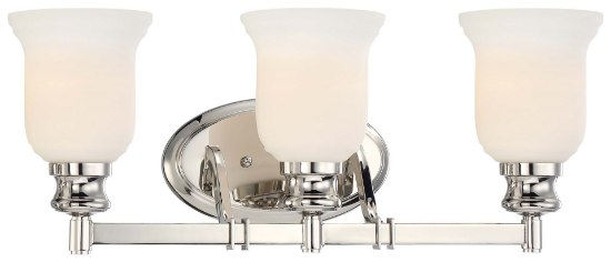 Foto para 100w SW 3 Light Bath Polished Nickel Etched Opal