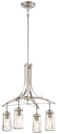 Picture of 60w SW 4 Light Chandelier Brushed Nickel Clear