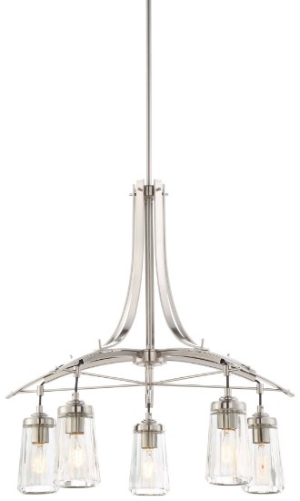 Picture of 60w SW 5 Light Chandelier Brushed Nickel Clear