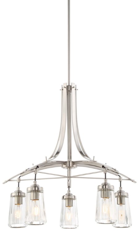 Foto para 60w SW 5 Light Chandelier Brushed Nickel Clear
