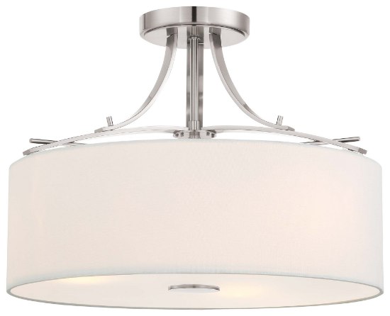 Picture of 60w SW 3 Light Semi Flush Brushed Nickel White Linen