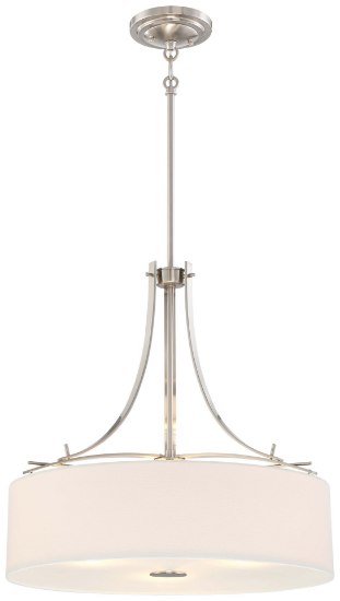 Foto para 100w SW 3 Light Drum Pendant Brushed Nickel White Linen