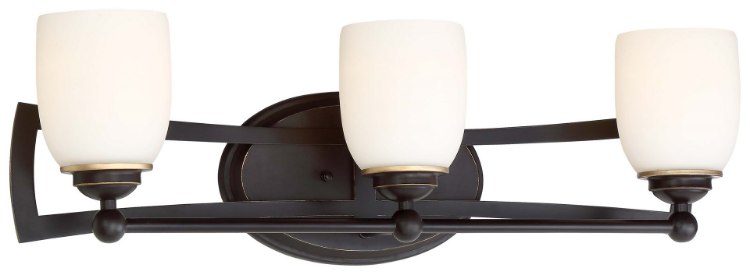 Foto para 100w SW 3 Light Bath Downton Bronze With Gold Highl Etched Opal