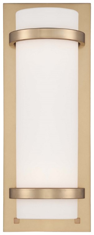 Foto para 100w SW 2 Light Wall Sconce Honey Gold Etched White Glass