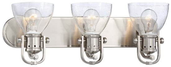 Picture of 100w SW 3 Light Bath Brushed Nickel Clear Seedy Glass