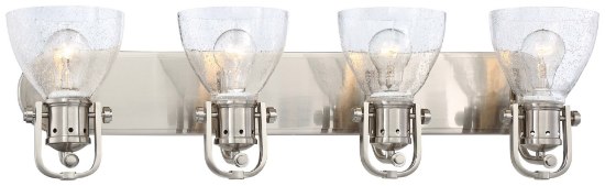 Picture of 100w SW 4 Light Bath Brushed Nickel Clear Seedy Glass